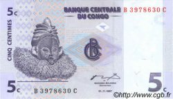 5 Centimes REPúBLICA DEMOCRáTICA DEL CONGO  1997 P.081a FDC