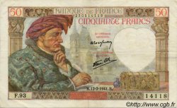 50 Francs JACQUES CŒUR FRANCE  1940 F.19 TTB