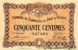 50 Centimes FRANCE régionalisme et divers Gray et Vesoul 1915 JP.062.01 NEUF