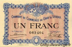 1 Franc FRANCE régionalisme et divers Gray et Vesoul 1915 JP.062.03 NEUF