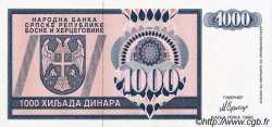 1000 Dinara Spécimen BOSNIE HERZÉGOVINE  1992 P.137s NEUF