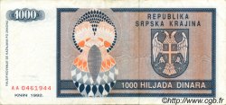 1000 Dinara CROATIE  1992 P.R05a TTB