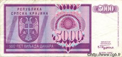 5000 Dinara CROATIE  1992 P.R06a pr.TTB