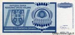 100000000 Dinara CROATIE  1993 P.R15a SUP