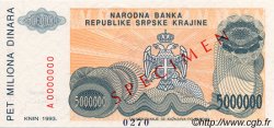 5000000 Dinara Spécimen CROATIE  1993 P.R24s NEUF