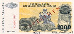 1000 Dinara Spécimen CROATIE  1994 P.R30s NEUF