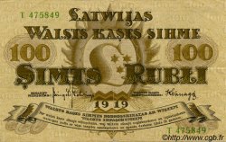 100 Rubli LETTONIE  1919 P.07f TTB