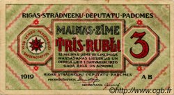3 Rubli LETTONIE Riga 1919 P.R2a TTB