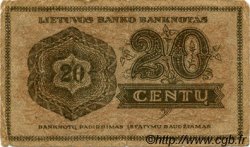20 Centu LITUANIE  1922 P.11a pr.TB