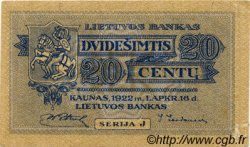 20 Centu LITUANIE  1922 P.11a SUP+