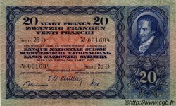 20 Francs SUISSE  1950 P.39r TTB+ à SUP