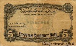 5 Piastres ÉGYPTE  1940 P.165a TB+