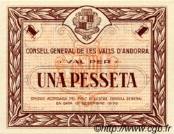 1 Pesseta ANDORRE  1936 P.06 NEUF