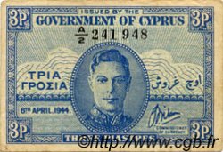 3 Piastres CHYPRE  1944 P.28a TTB