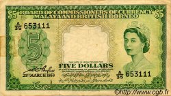 5 Dollars MALAISIE et BORNEO BRITANNIQUE  1953 P.02a pr.TTB