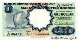 1 Dollar MALAISIE et BORNEO BRITANNIQUE  1959 P.08a SUP