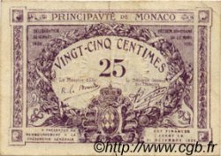 25 Centimes violet MONACO  1920 P.02a TTB