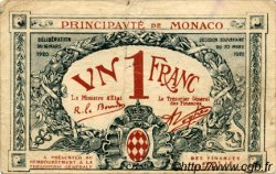 1 Franc MONACO  1920 P.05 TB à TTB