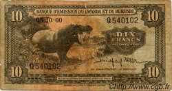 10 Francs RWANDA BURUNDI  1960 P.02 B