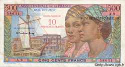 10 NF sur 500 Francs Pointe à Pitre SAINT PIERRE ET MIQUELON  1960 P.33 TB+