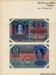 20 Kronen (la paire) Spécimen AUTRICHE  1913 P.013s pr.NEUF