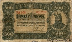 500 Korona HONGRIE  1923 P.074a AB