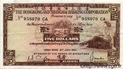 5 Dollars HONG KONG  1967 P.181c TTB+