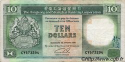 10 Dollars HONG KONG  1990 P.191c TTB