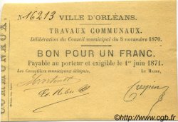1 Franc FRANCE régionalisme et divers Orléans 1870 JER.45.04B