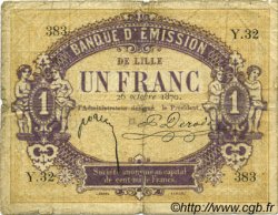 1 Franc FRANCE régionalisme et divers Lille 1870 JER.59.41A B