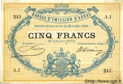 5 Francs FRANCE régionalisme et divers Arras 1870 JER.62.02B