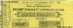 2 Francs Non émis FRANCE régionalisme et divers Courcelles-Lez-Lens 1870 JER.62.13C