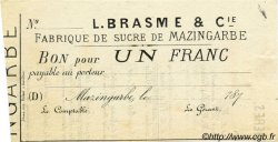 1 Franc Non émis FRANCE régionalisme et divers Mazingarbe 1870 JER.62.20A TTB+