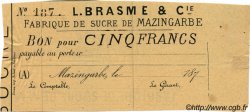 5 Francs Non émis FRANCE régionalisme et divers Mazingarbe 1870 JER.62.20B TTB