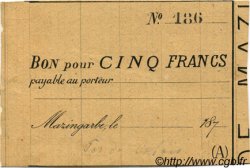 5 Francs FRANCE regionalismo y varios Mazingarbe 1870 JER.62.20B