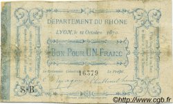 1 Franc FRANCE régionalisme et divers Lyon 1870 JER.69.02A