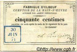 50 Centimes FRANCE Regionalismus und verschiedenen Elbeuf 1871 JER.76.09A