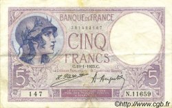 5 Francs FEMME CASQUÉE FRANCE  1923 F.03.07 pr.TTB