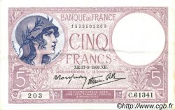 5 Francs FEMME CASQUÉE modifié FRANCE  1939 F.04.06