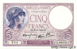 5 Francs FEMME CASQUÉE modifié FRANCE  1939 F.04.15 SPL