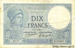 10 Francs MINERVE FRANCE  1923 F.06.07 TB+
