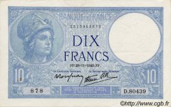10 Francs MINERVE modifié FRANCE  1939 F.07