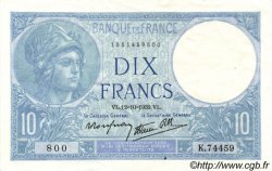 10 Francs MINERVE modifié FRANCE  1939 F.07.11 XF+
