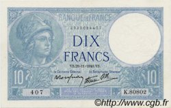 10 Francs MINERVE modifié FRANCE  1940 F.07.22 XF+