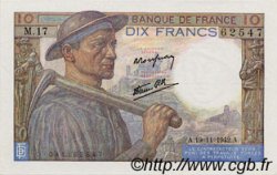 10 Francs MINEUR FRANCE  1942 F.08.05 pr.NEUF