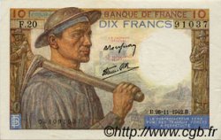 10 Francs MINEUR FRANCE  1942 F.08.06 SUP