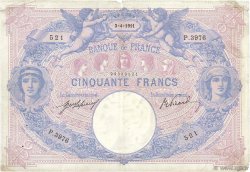 50 Francs BLEU ET ROSE FRANCIA  1911 F.14.24