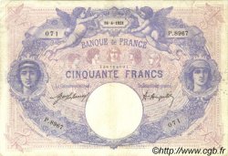50 Francs BLEU ET ROSE FRANCE  1921 F.14.34 TB+