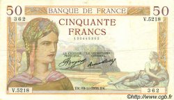 50 Francs CÉRÈS FRANCE  1936 F.17.31 TTB+