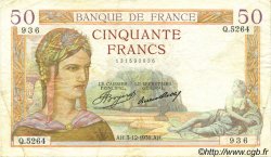 50 Francs CÉRÈS FRANCE  1936 F.17.32 TTB
